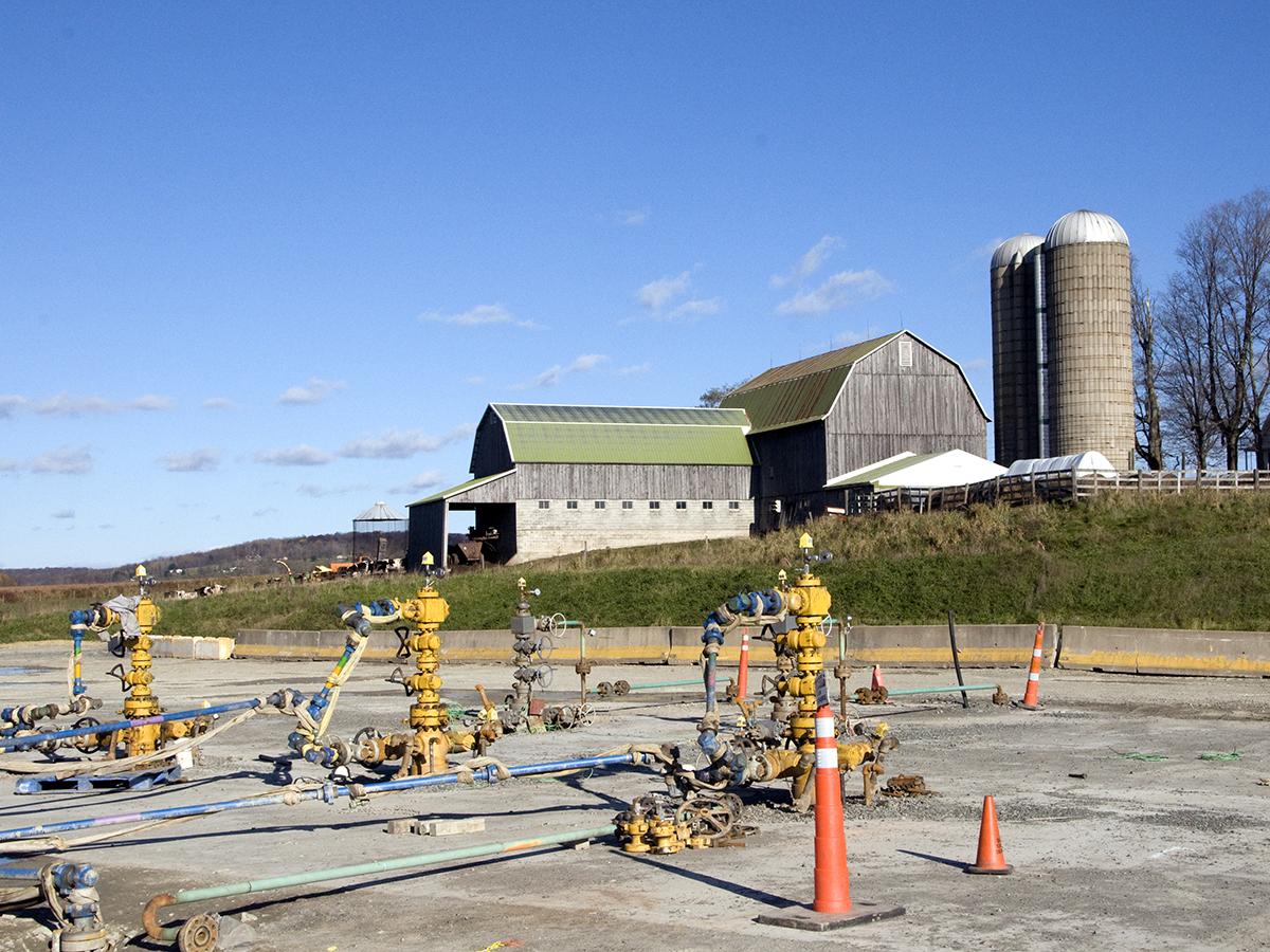 A shale gas well near a farm