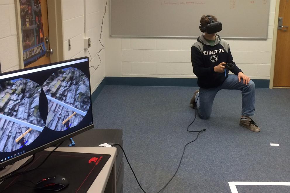 STudent uses VR